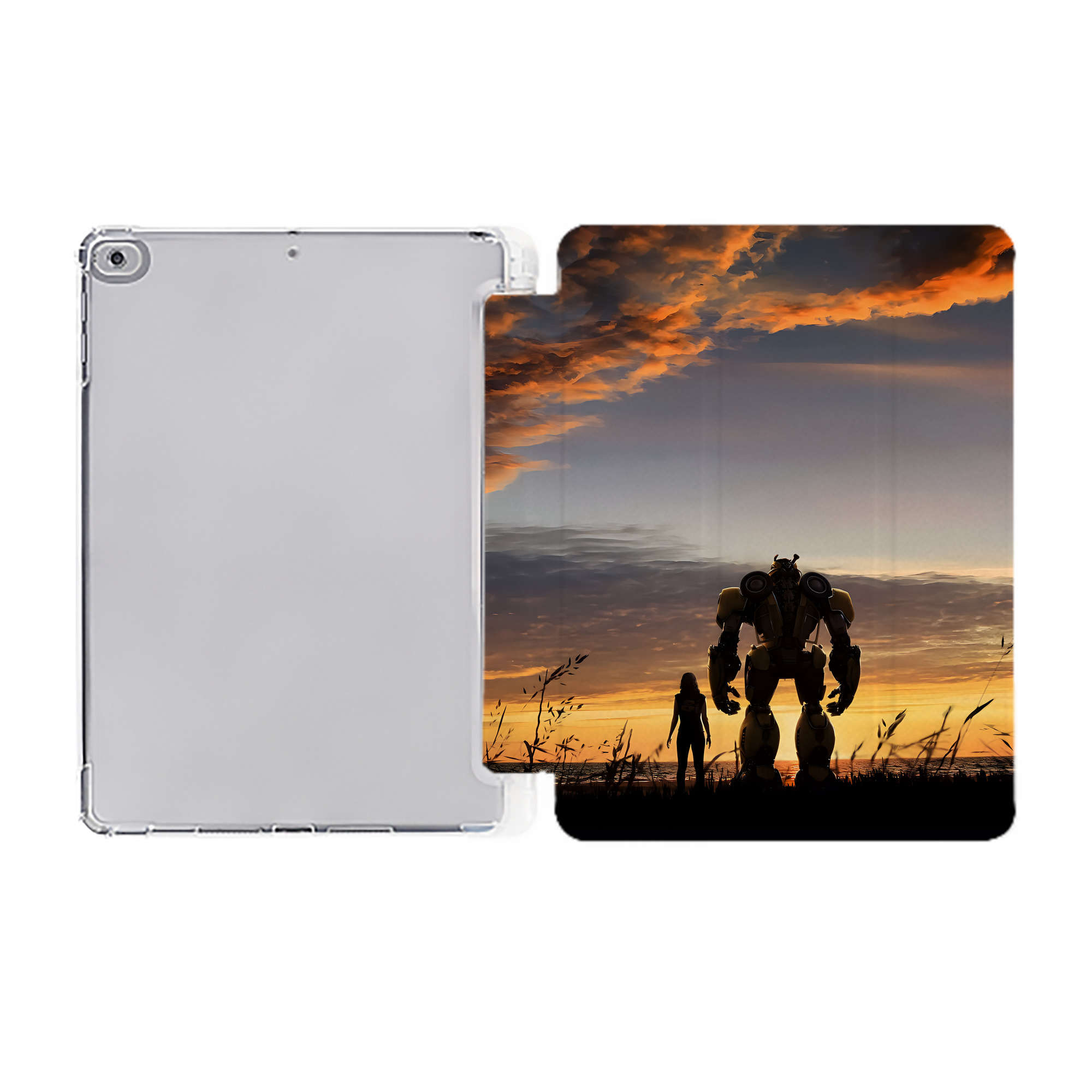 （画像用） Transformers トランスフォーマー IPad ケース ペン収納付き 三つ折りスタンド PUレザー×シリコン 対応機種9.5/10.5/10.9インチ